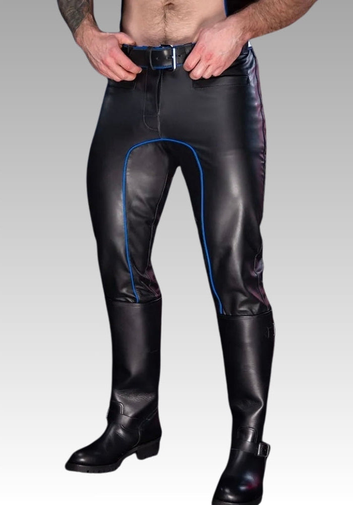 Mens Leather Piped Uniform Pants - 3 Colors for sale