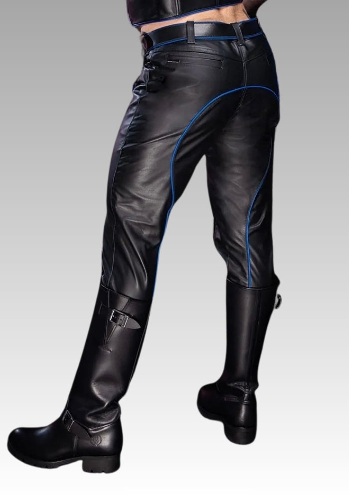 Mens Leather Piped Uniform Pants - 3 Colors for sale