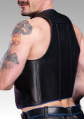 Piped Berlin Bar Leather Vest - Blue  for sale