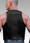 Piped Berlin Bar Leather Vest - Blue for sale