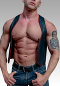 Piped Berlin Bar Leather Vest - Red for sale