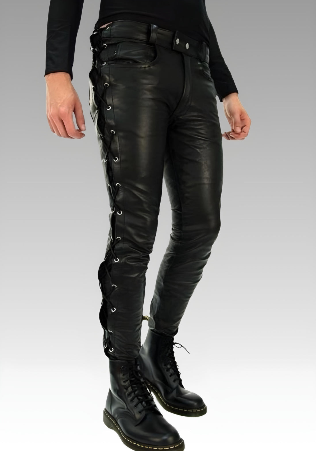 Side Laced Biker’s Leather Pants for sale