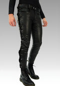 Side Laced Biker’s Leather Pants for sale