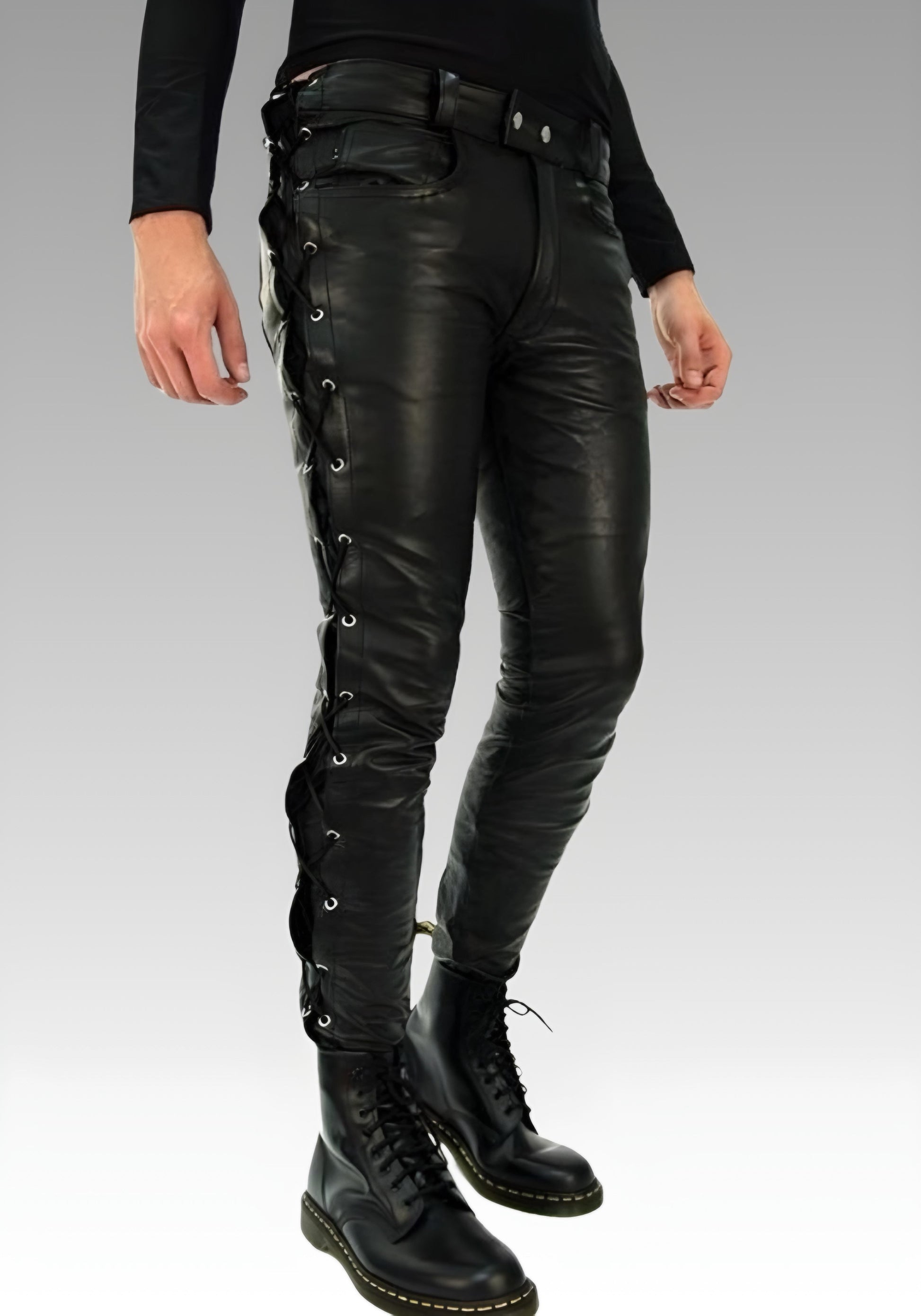 Side Laced Biker’s Leather Pants for sale