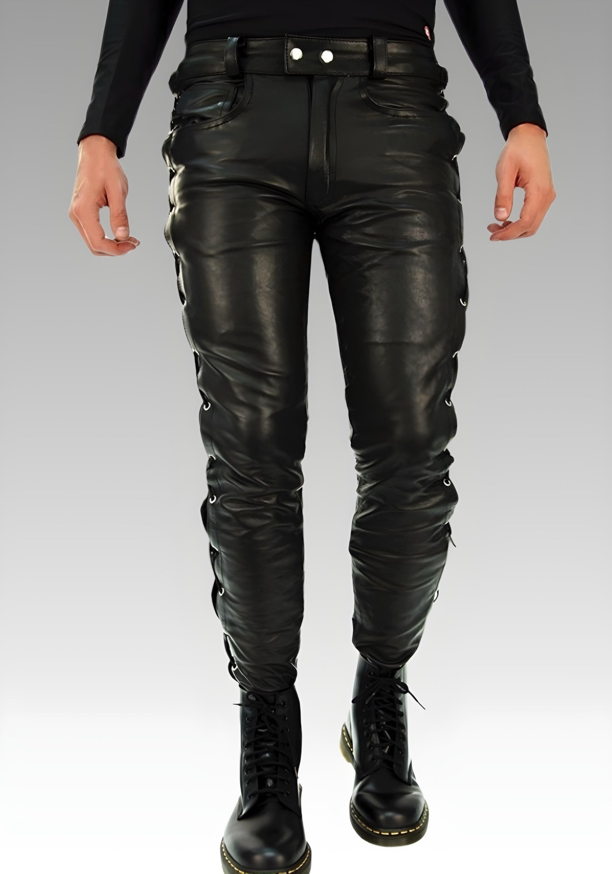 Side Laced Biker’s Leather Pants for sale