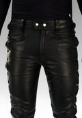 Side Laced Biker’s Leather Pants for sale