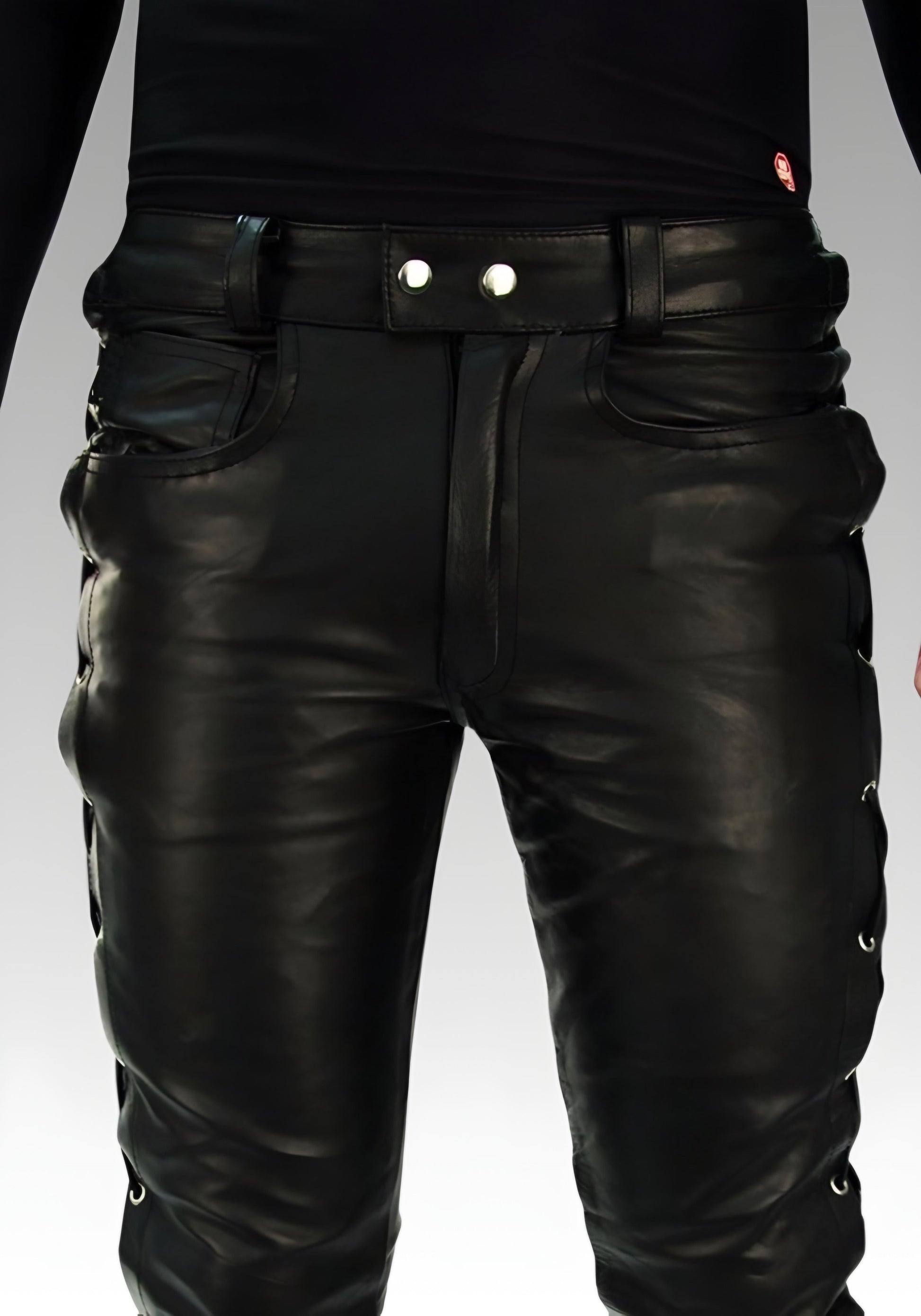 Side Laced Biker’s Leather Pants for sale