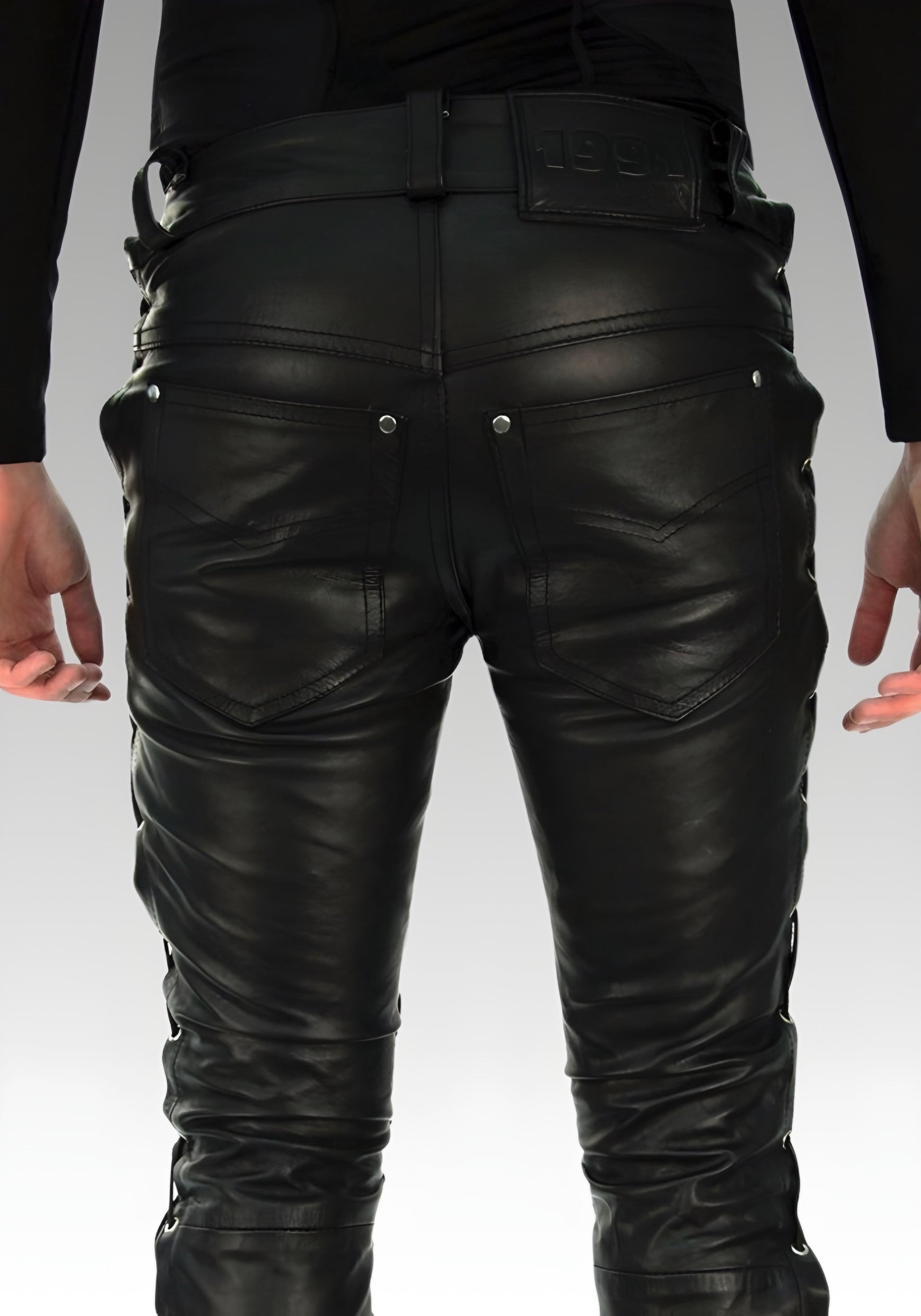 Side Laced Biker’s Leather Pants for sale