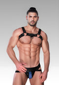 Center Stripe Leather Jockstrap - Blue for sale