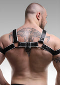 Leather Bulldog Harness with White Piping for sale