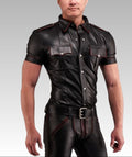 Leather Uniform Shirt Red Piping for sale