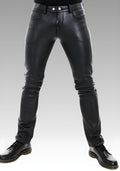 Men's Classic Leather Jeans Pants for sale