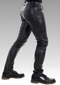 Men's Classic Leather Jeans Pants for sale