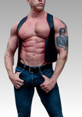 Piped Berlin Bar Leather Vest - Red for sale